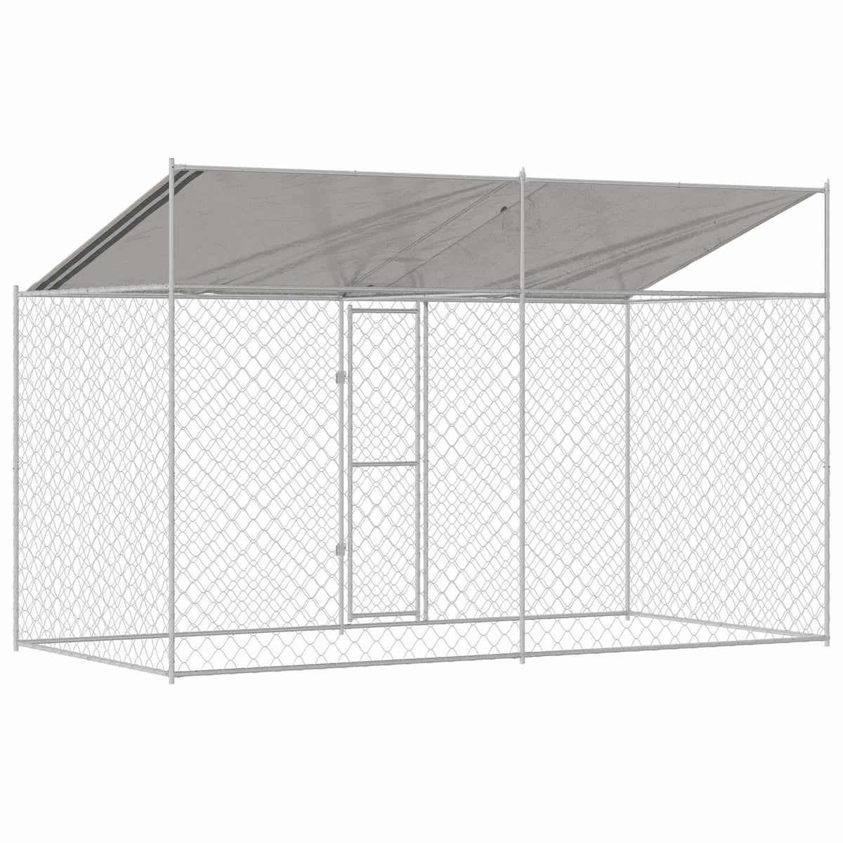 Cage Pour Chien Avec Toit Argenté 400 X 200 X 256 Cm