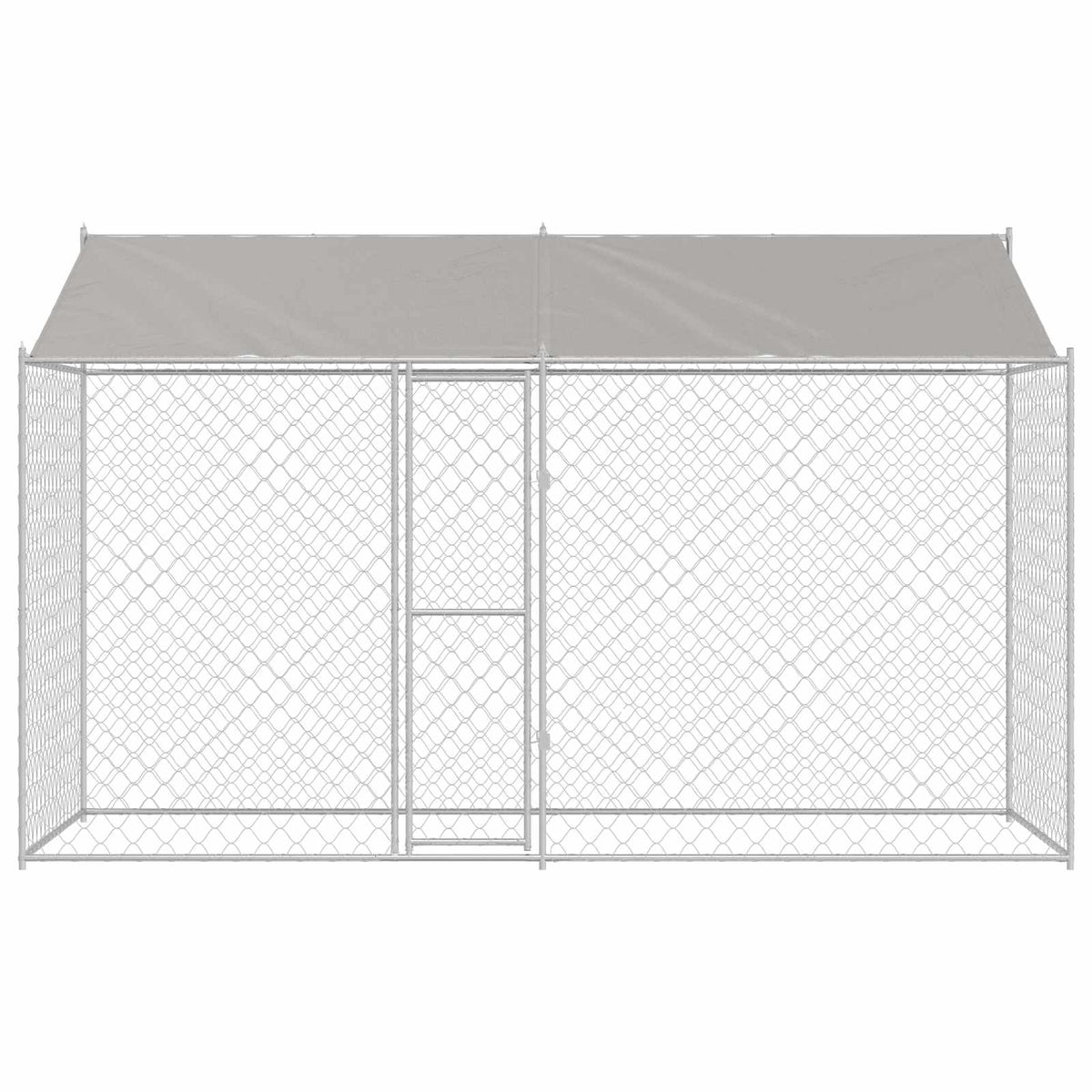 Cage Pour Chien Avec Toit Argenté 400 X 200 X 256 Cm