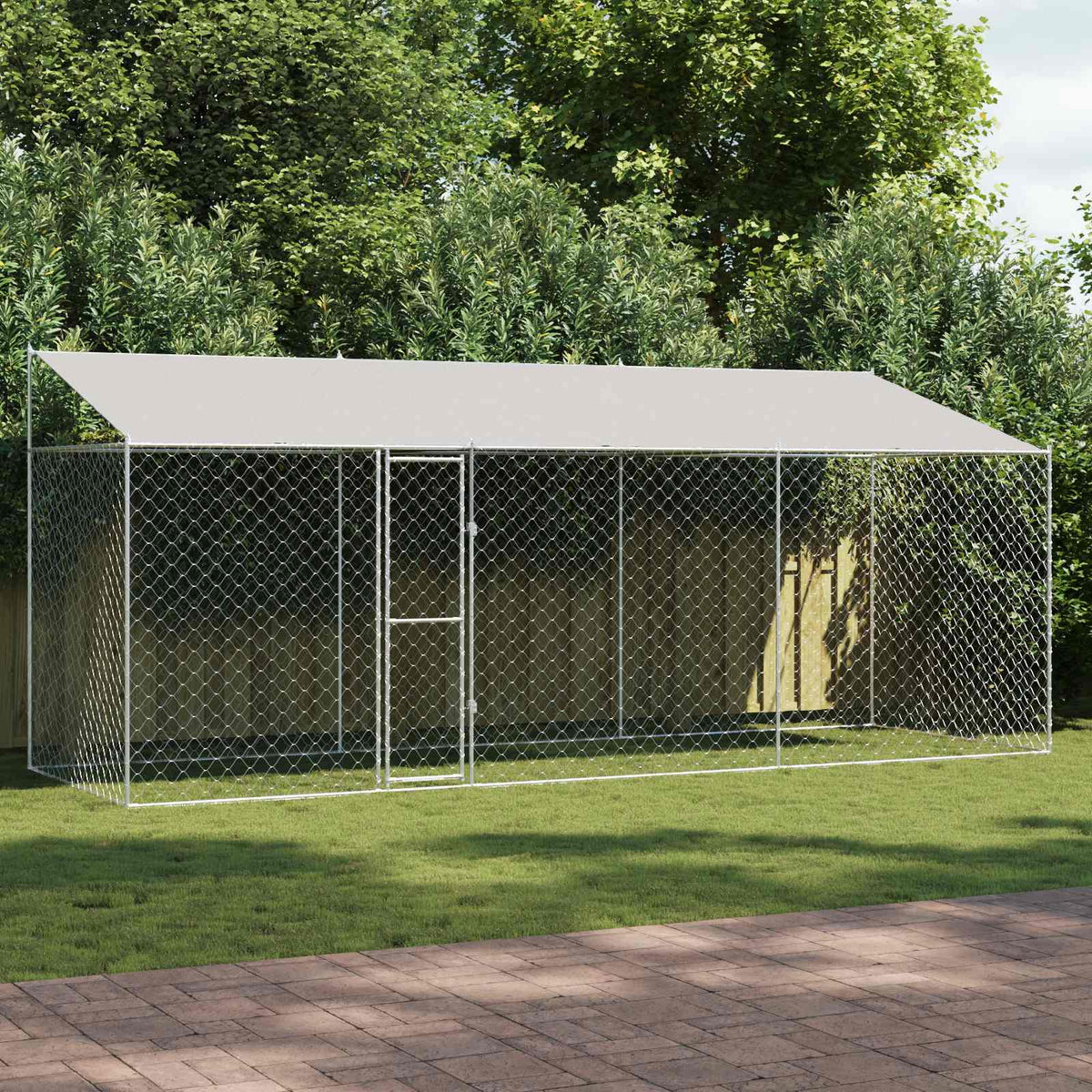 Cage Pour Chien Avec Toit Argenté 600 X 200 X 256 Cm