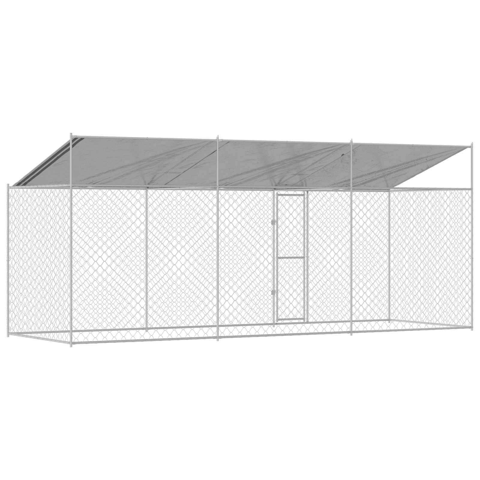 Cage Pour Chien Avec Toit Argenté 600 X 200 X 256 Cm