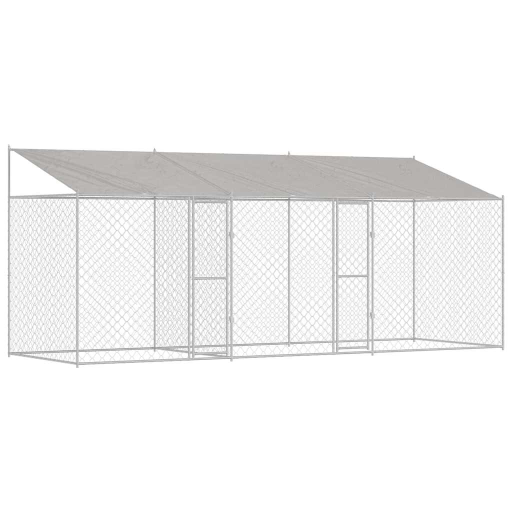 Cage Pour Chien Avec Toit Argenté 600 X 200 X 256 Cm