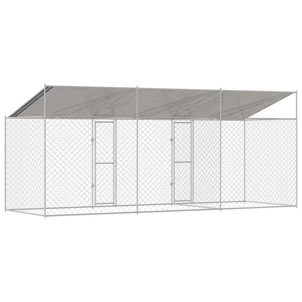 Cage Pour Chien Avec Toit Argenté 600 X 200 X 256 Cm