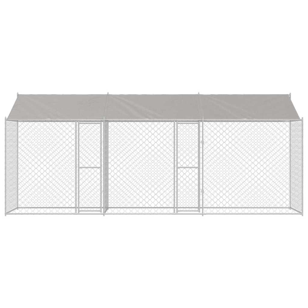 Cage Pour Chien Avec Toit Argenté 600 X 200 X 256 Cm