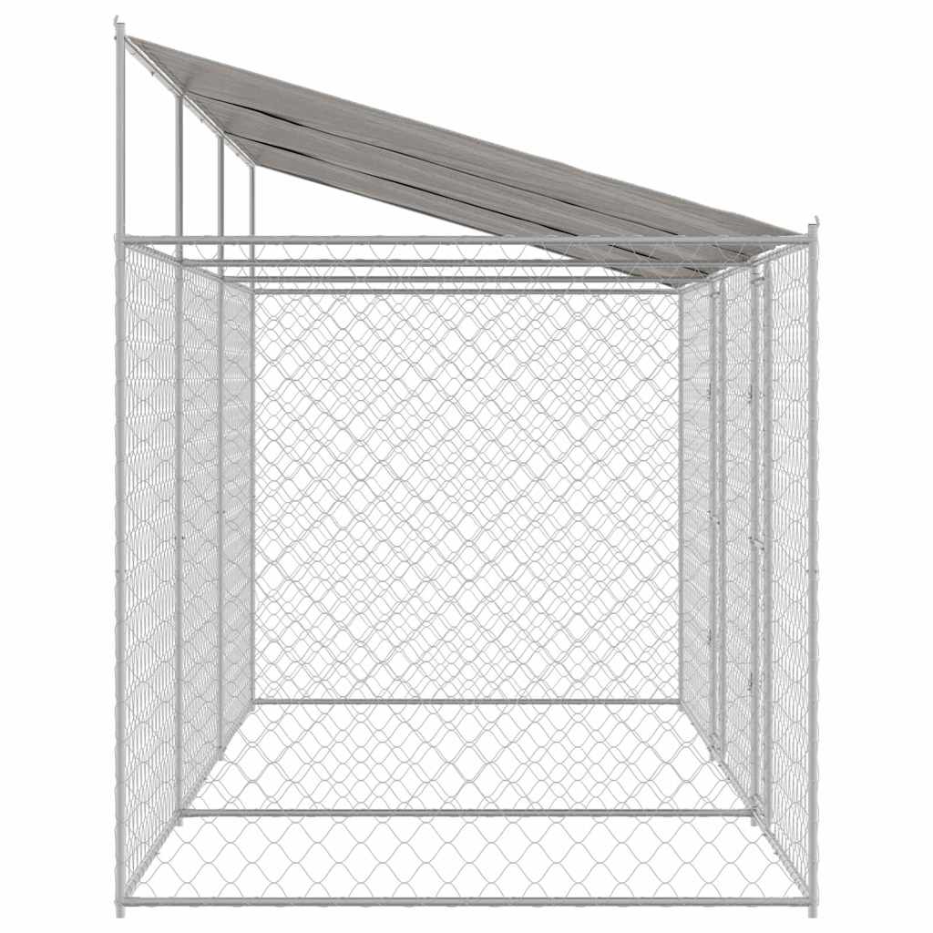 Cage Pour Chien Avec Toit Argenté 600 X 200 X 256 Cm