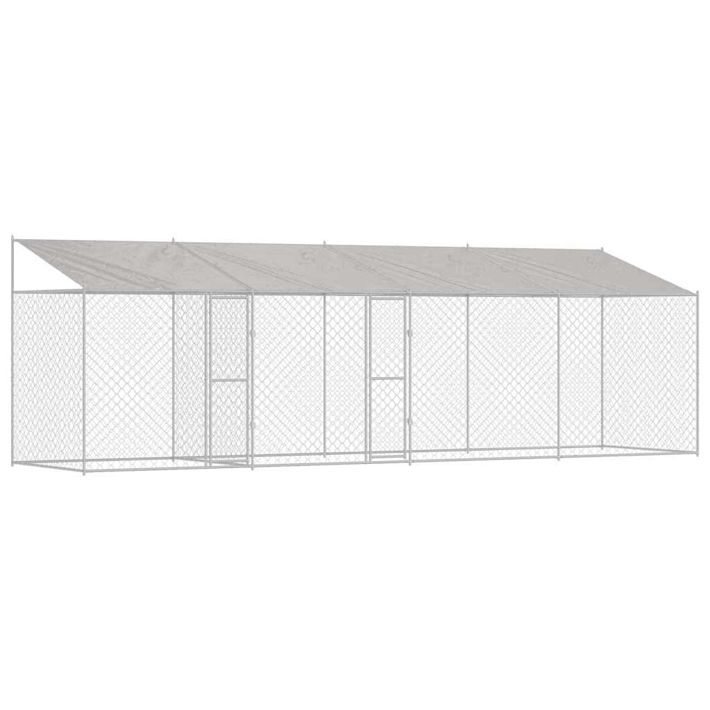Cage Pour Chien Avec Toit Argenté 800 X 200 X 256 Cm
