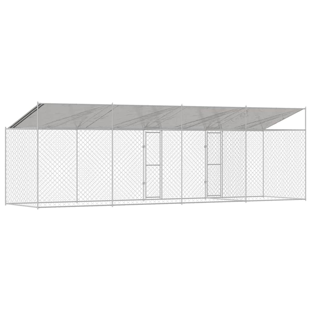 Cage Pour Chien Avec Toit Argenté 800 X 200 X 256 Cm