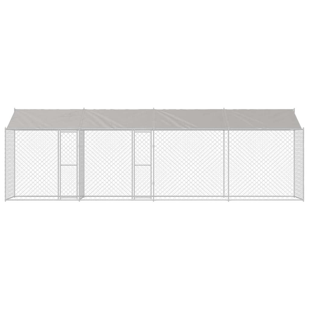 Cage Pour Chien Avec Toit Argenté 800 X 200 X 256 Cm