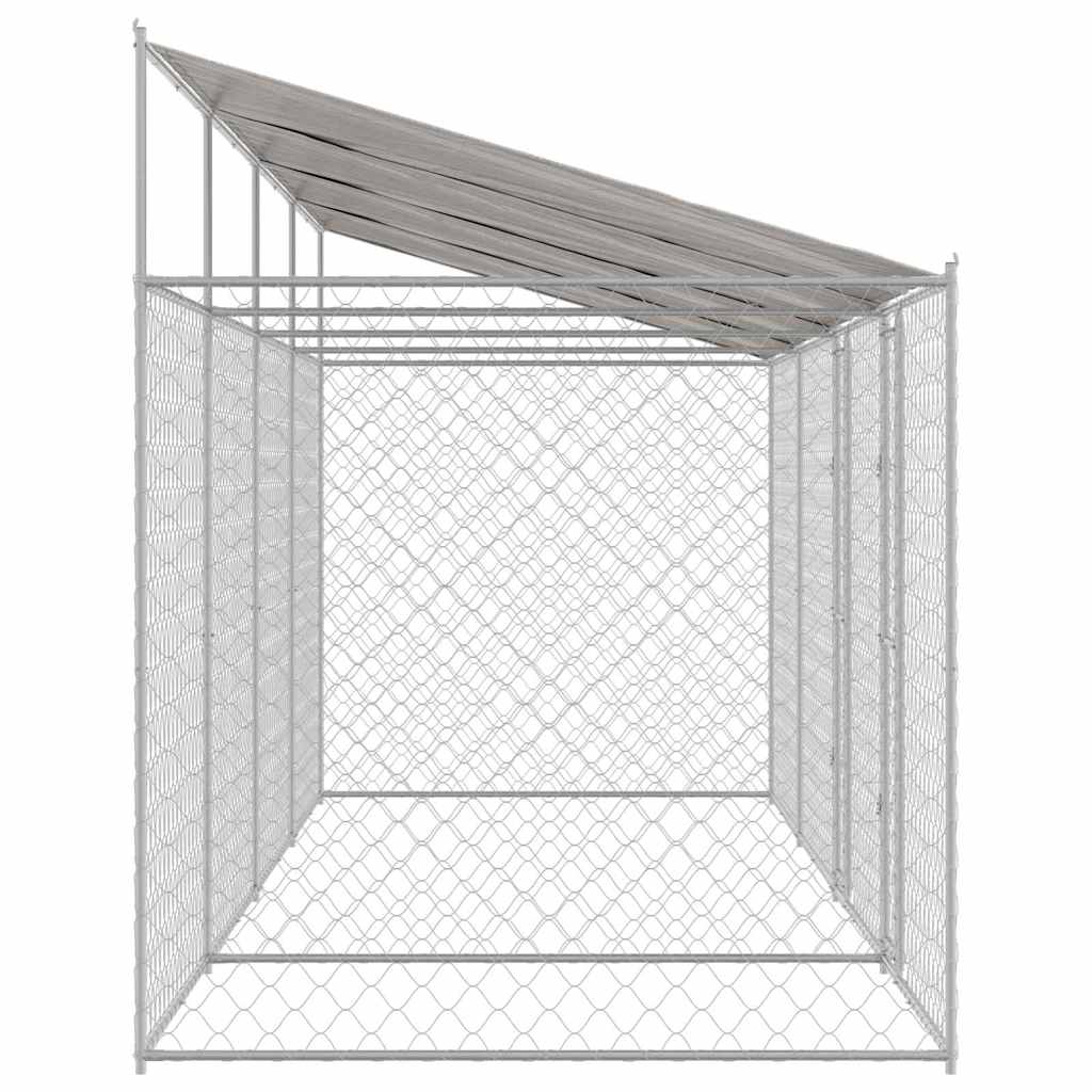 Cage Pour Chien Avec Toit Argenté 800 X 200 X 256 Cm