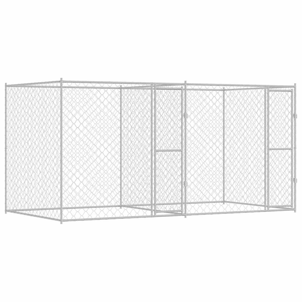 Cage Pour Chien Argenté 400 X 200 X 200 Cm Acier Galvanisé