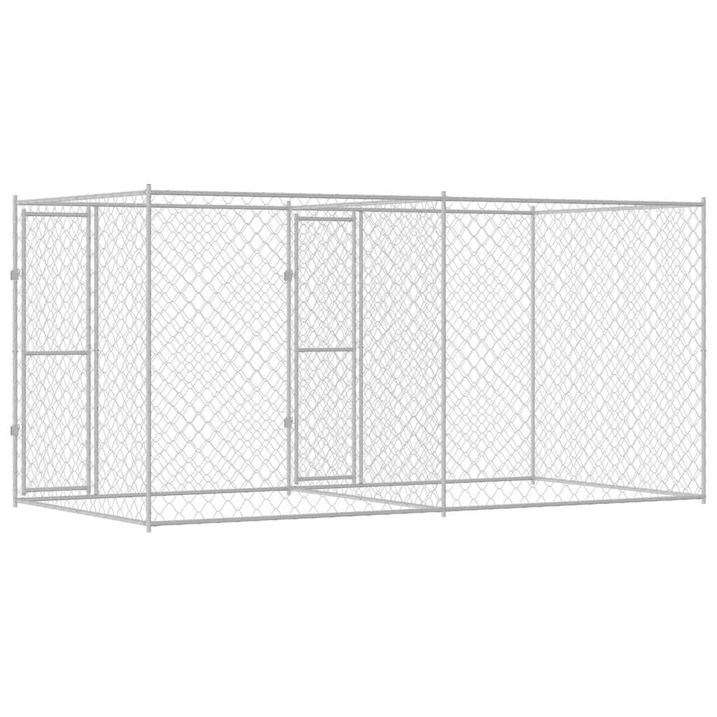 Cage Pour Chien Argenté 400 X 200 X 200 Cm Acier Galvanisé