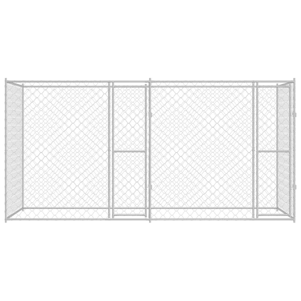 Cage Pour Chien Argenté 400 X 200 X 200 Cm Acier Galvanisé