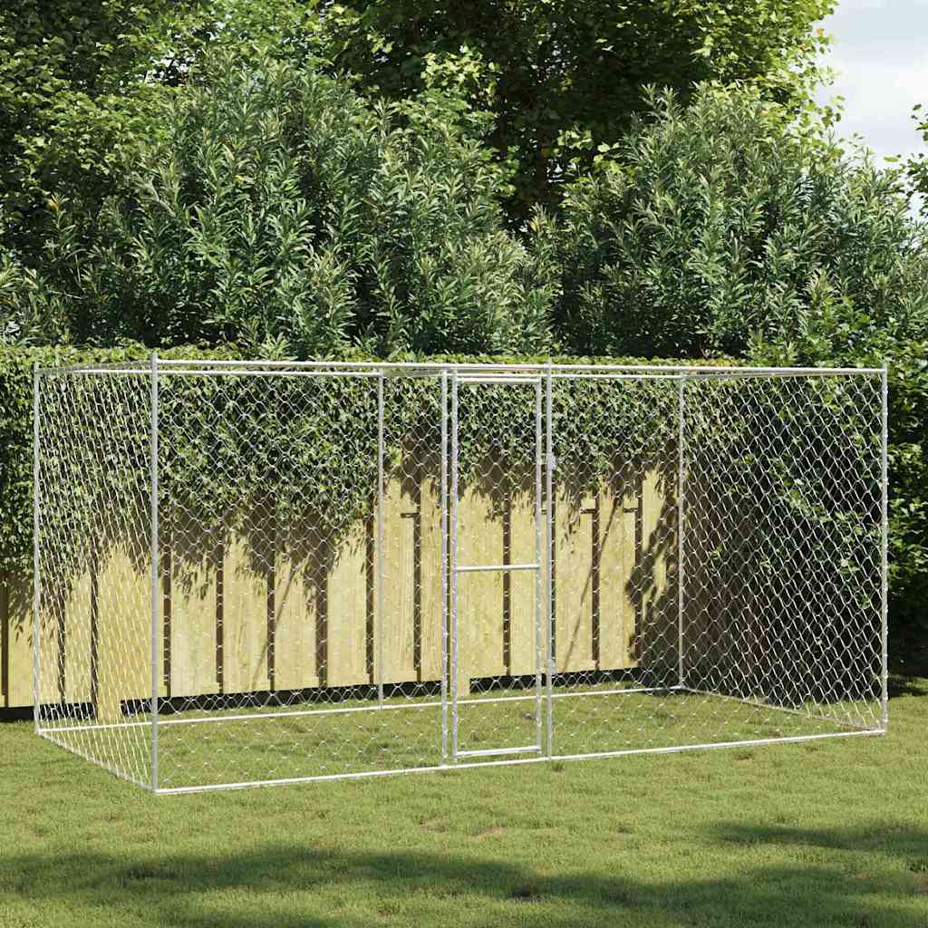 Cage Pour Chien Argenté 400 X 200 X 200 Cm Acier Galvanisé