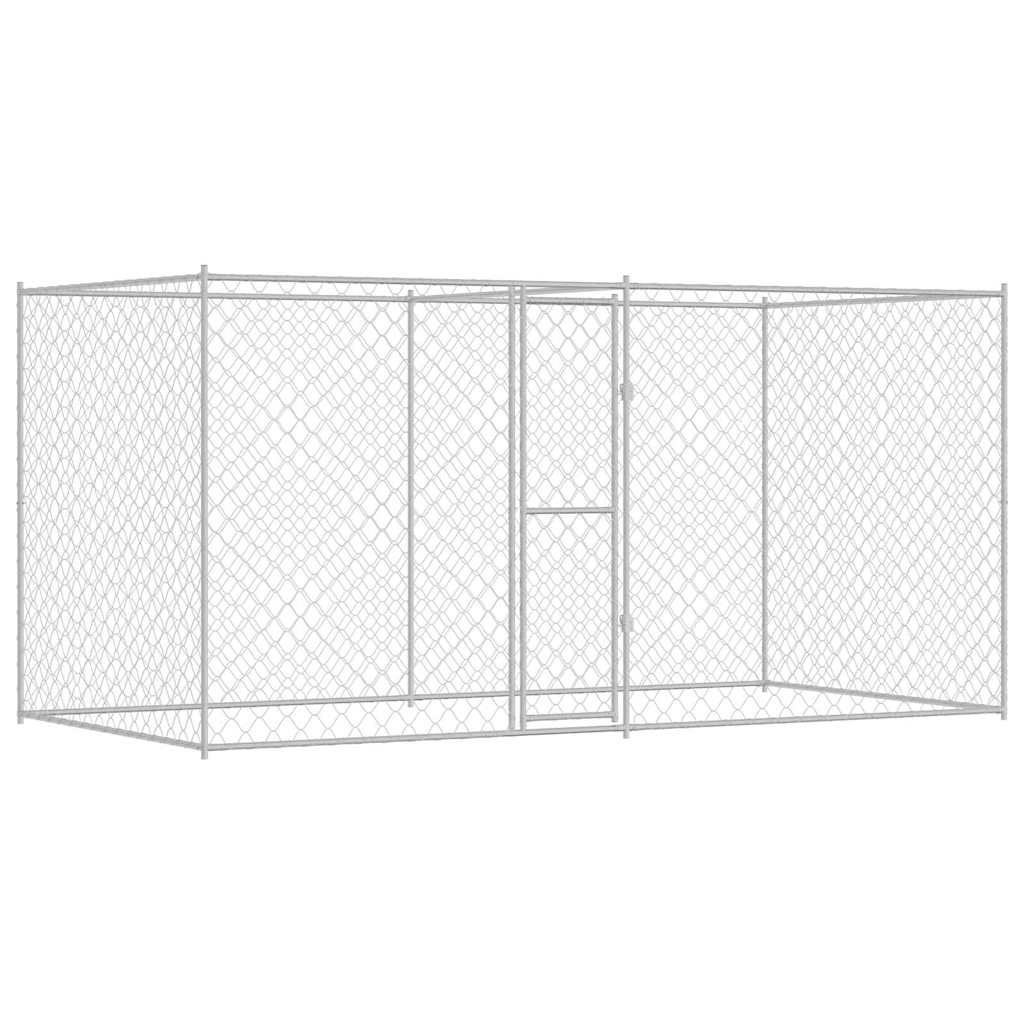 Cage Pour Chien Argenté 400 X 200 X 200 Cm Acier Galvanisé