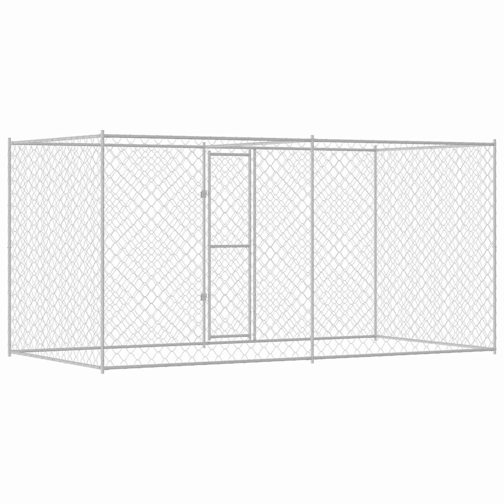 Cage Pour Chien Argenté 400 X 200 X 200 Cm Acier Galvanisé