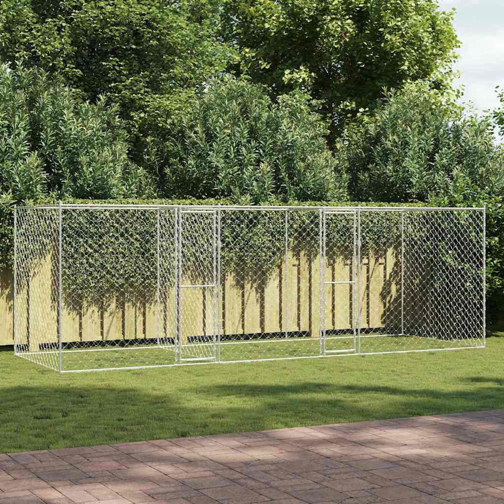 Cage Pour Chien Argenté 600 X 200 X 200 Cm Acier Galvanisé