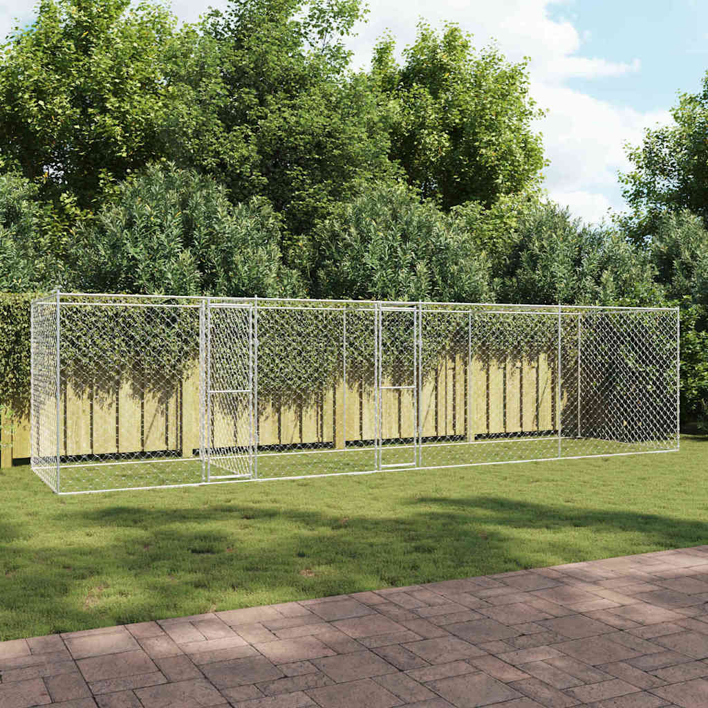Cage Pour Chien Argenté 800 X 200 X 200 Cm Acier Galvanisé