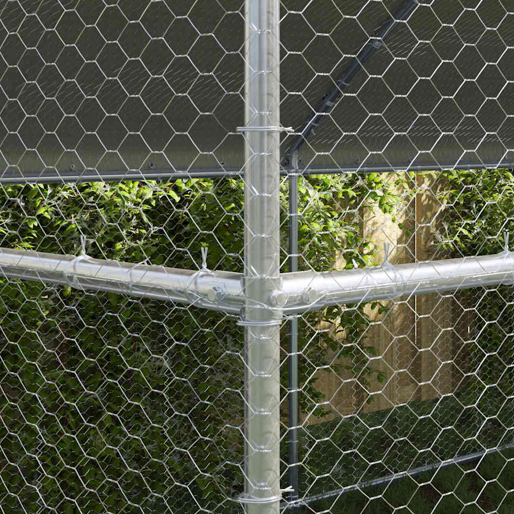 Cage À Poules 2 Pièces Argenté 400 X 200 X 200 Cm