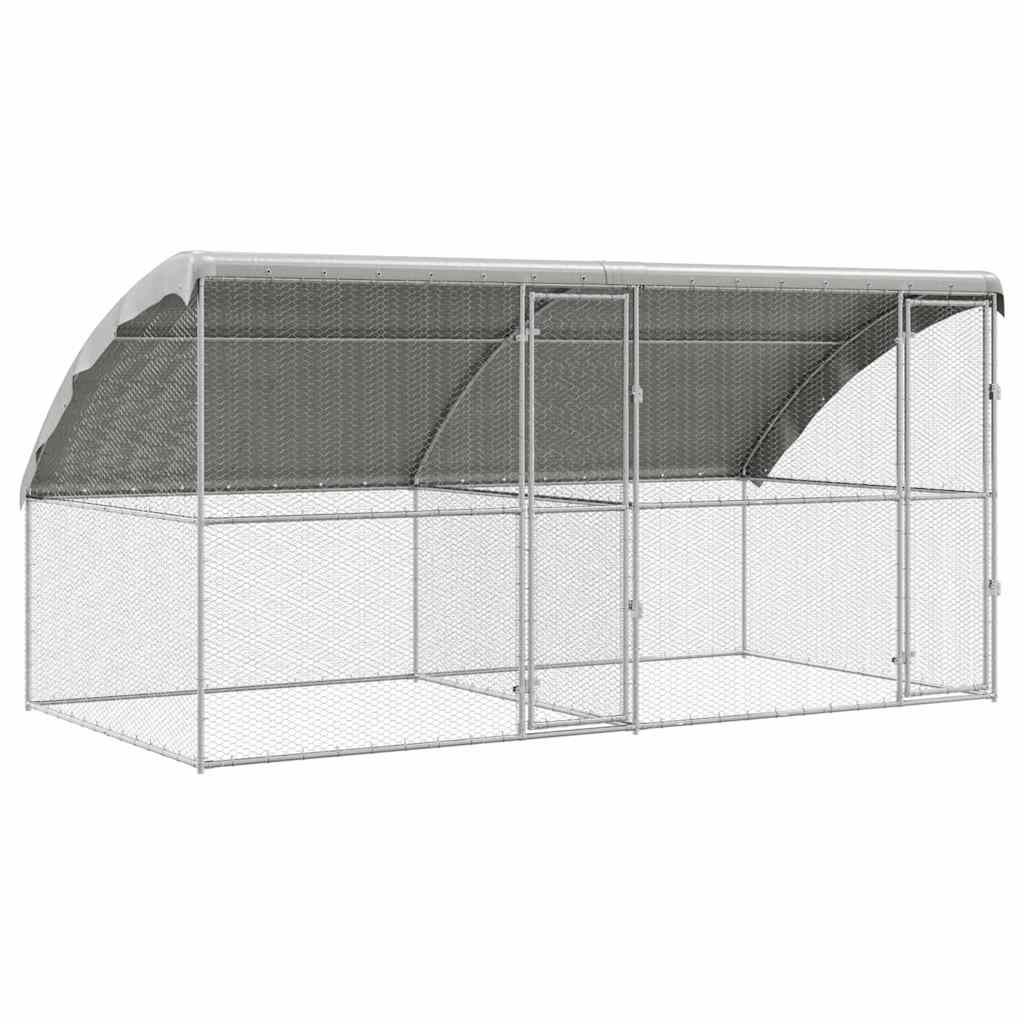 Cage À Poules 2 Pièces Argenté 400 X 200 X 200 Cm