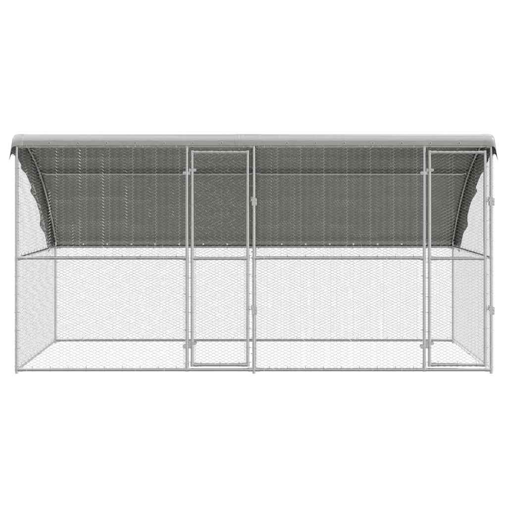 Cage À Poules 2 Pièces Argenté 400 X 200 X 200 Cm