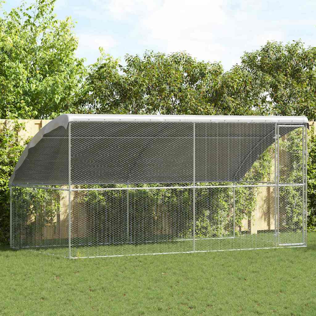 Cage À Poules 2 Pièces Argenté 400 X 200 X 200 Cm