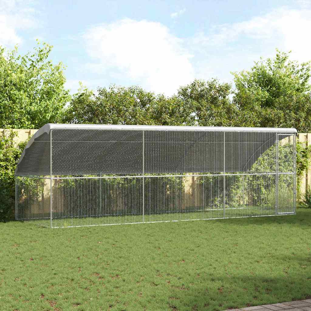 Cage À Poules 2 Pièces Argenté 400 X 200 X 200 Cm