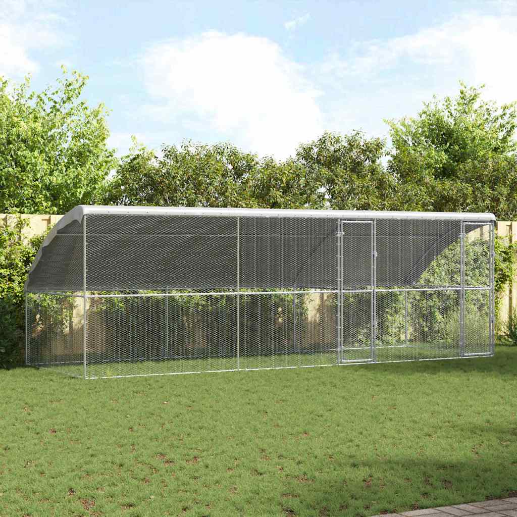 Cage À Poules 2 Pièces Argenté 400 X 200 X 200 Cm
