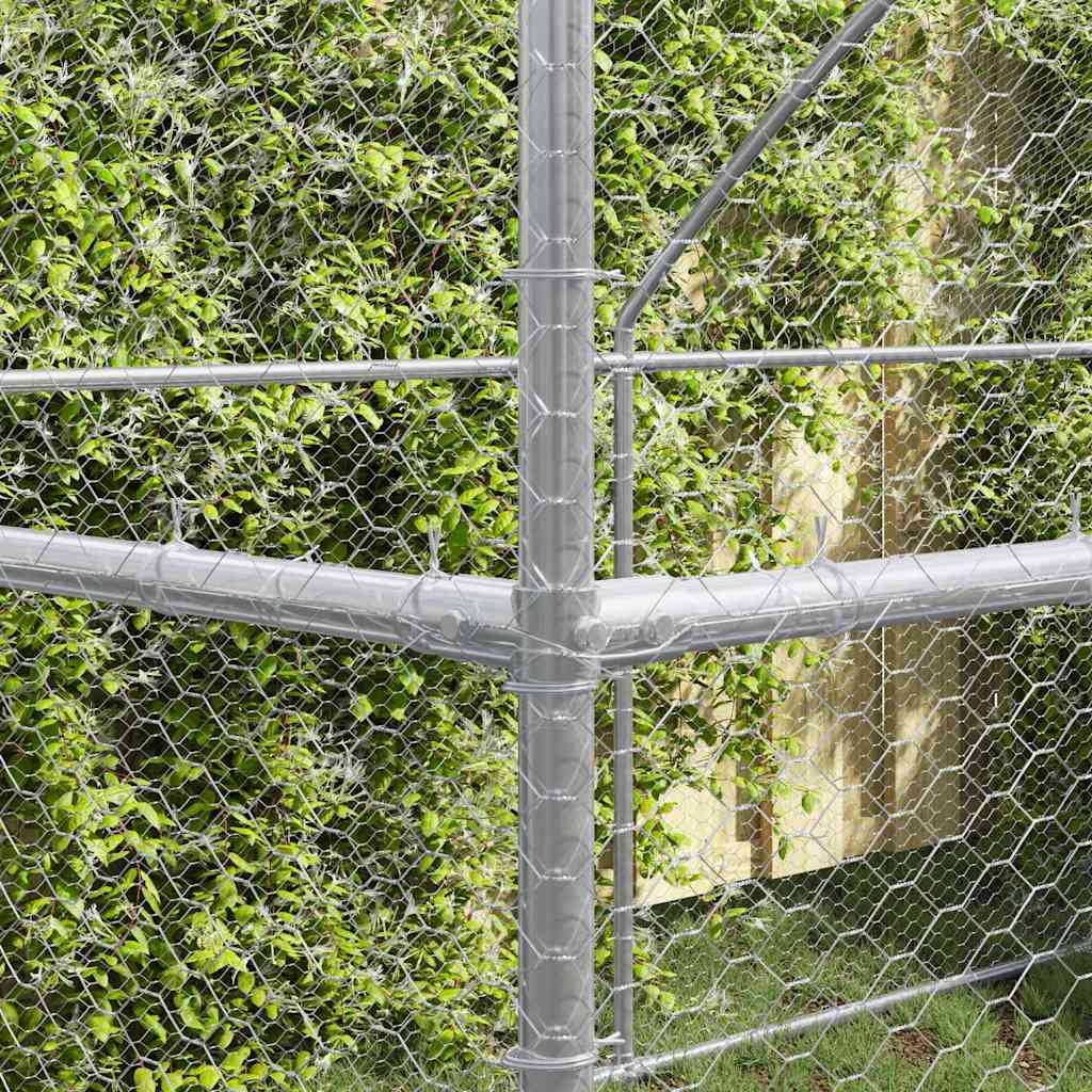 Cage À Poules 2 Pc Argenté 400 X 200 X 200 Cm Acier Et Pe