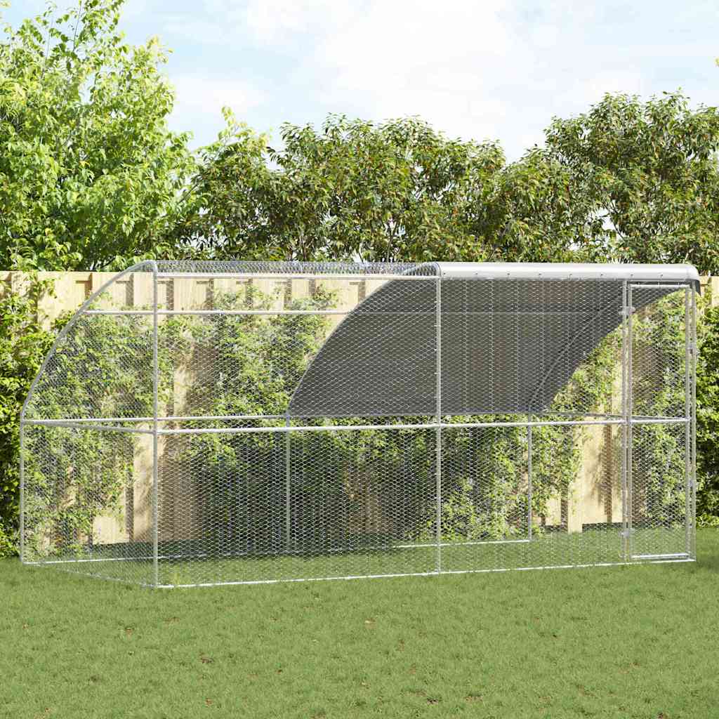 Cage À Poules 2 Pc Argenté 400 X 200 X 200 Cm Acier Et Pe