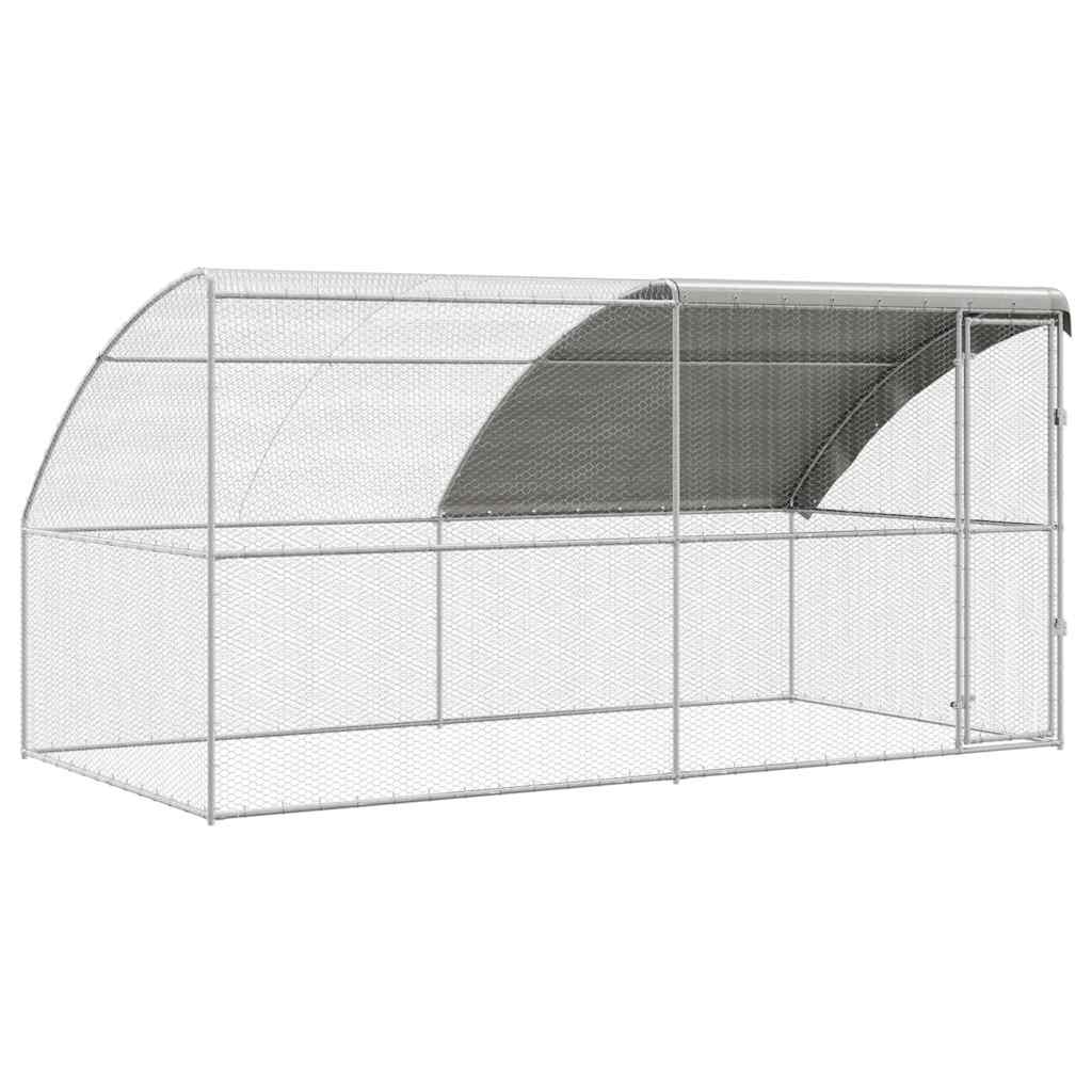 Cage À Poules 2 Pc Argenté 400 X 200 X 200 Cm Acier Et Pe