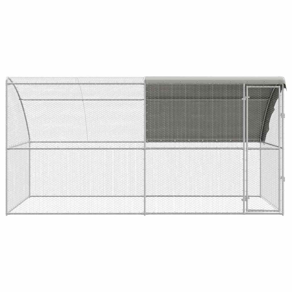 Cage À Poules 2 Pc Argenté 400 X 200 X 200 Cm Acier Et Pe