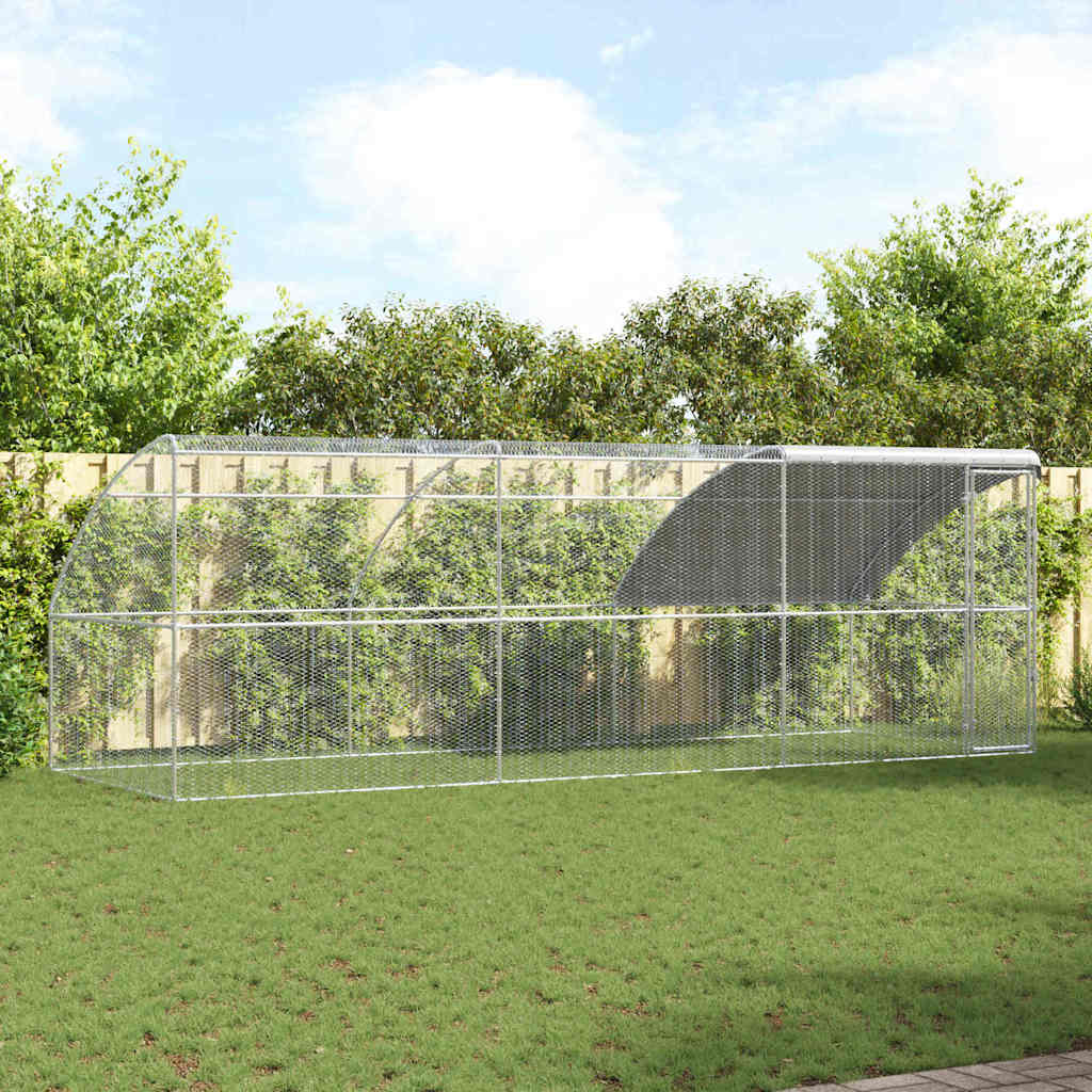 Cage À Poules 2 Pc Argenté 400 X 200 X 200 Cm Acier Et Pe
