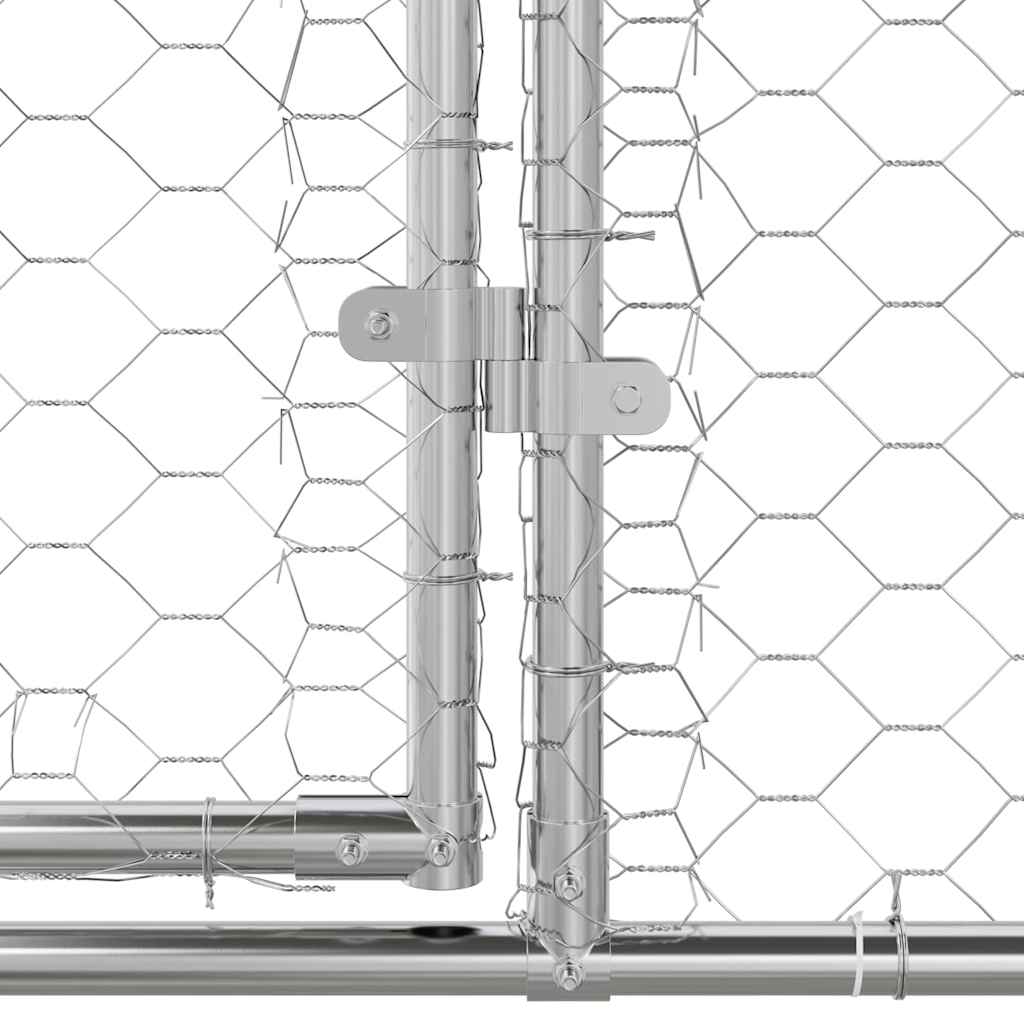 Kennel Pour Chiens 2 Pc Argenté 4 X 2 X 2 M Acier Galvanisé