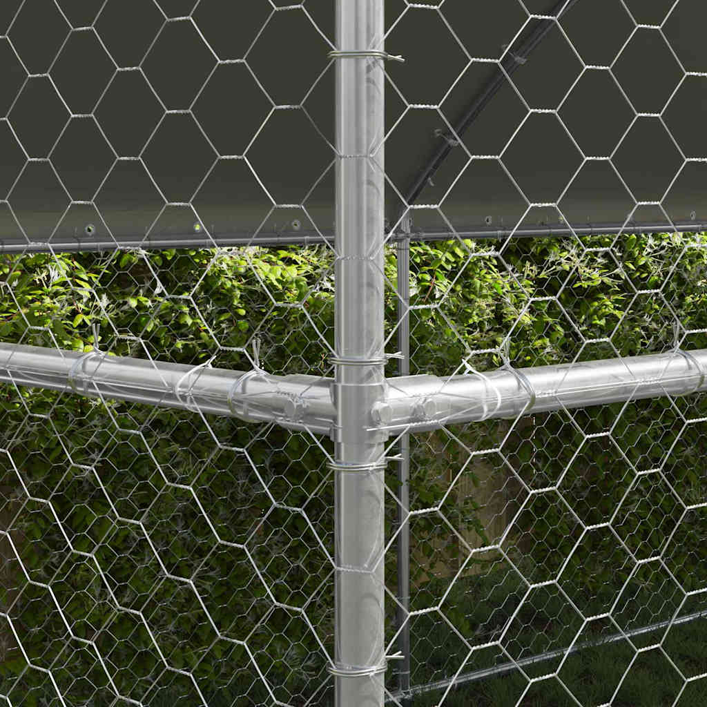 Kennel Pour Chiens 2 Pc Argenté 4 X 2 X 2 M Acier Galvanisé