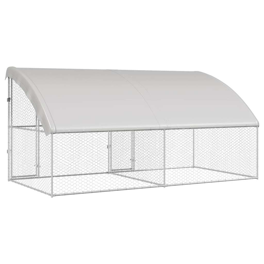 Kennel Pour Chiens 2 Pc Argenté 4 X 2 X 2 M Acier Galvanisé