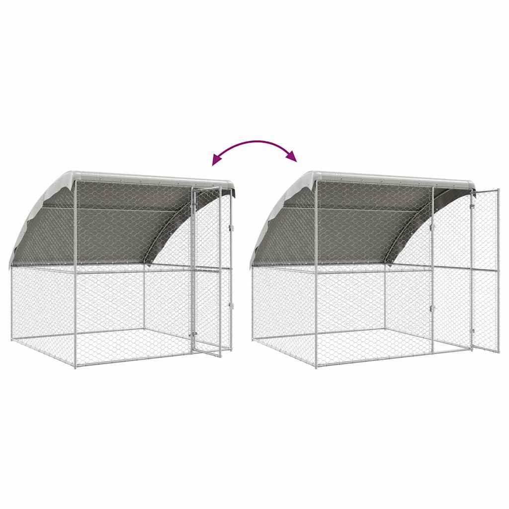 Kennel Pour Chiens 2 Pc Argenté 4 X 2 X 2 M Acier Galvanisé