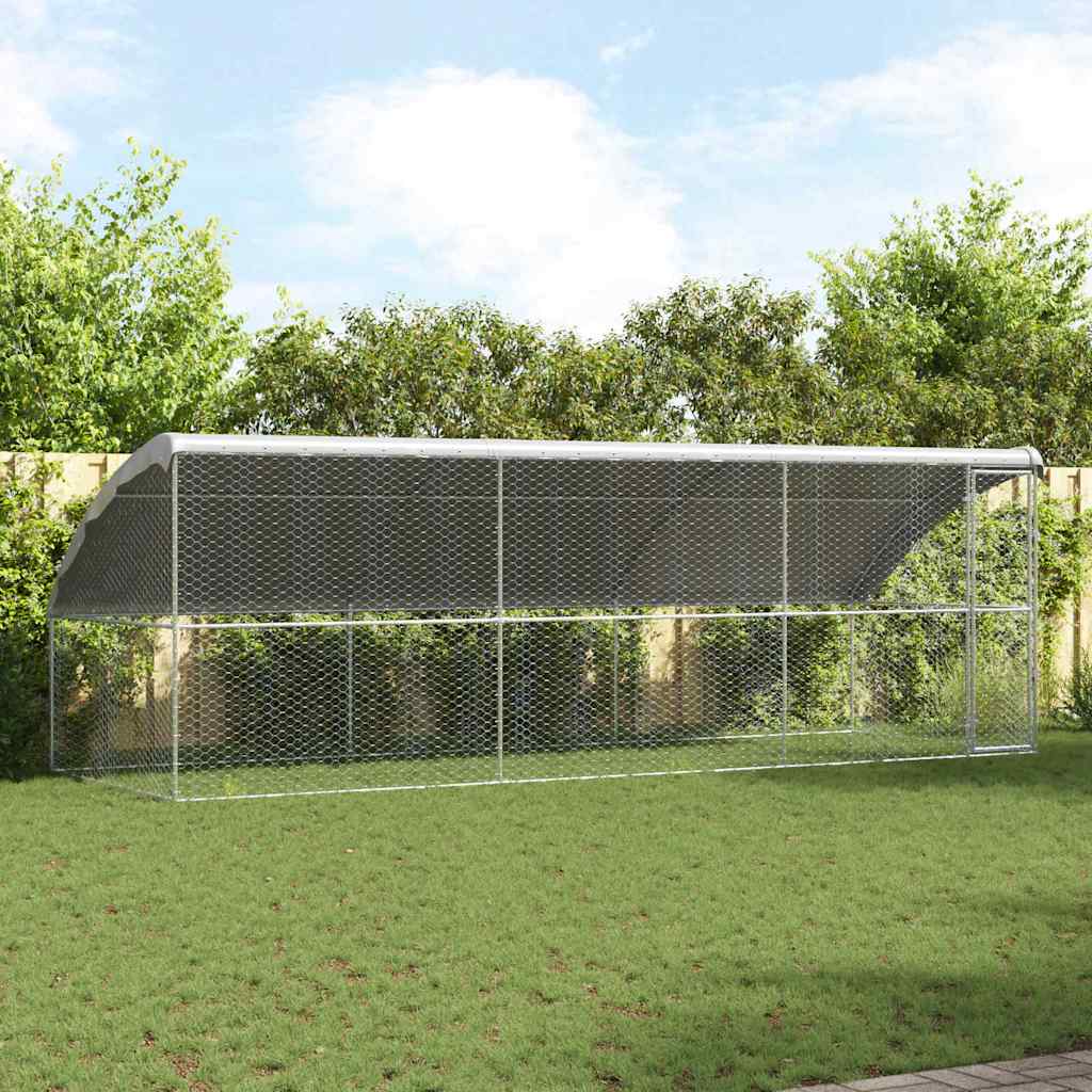 Kennel Pour Chiens 2 Pc Argenté 4 X 2 X 2 M Acier Galvanisé
