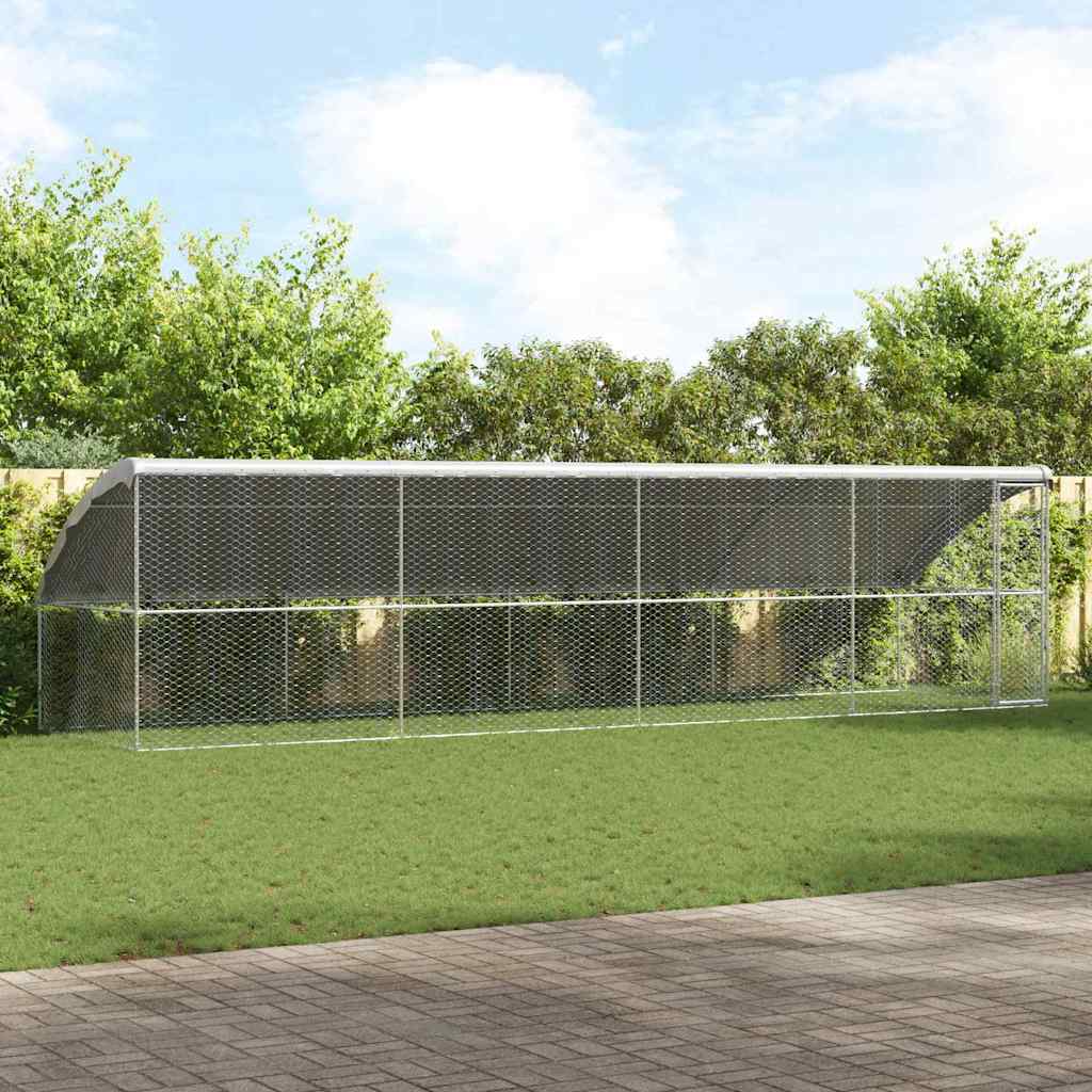 Kennel Pour Chiens 2 Pc Argenté 4 X 2 X 2 M Acier Galvanisé