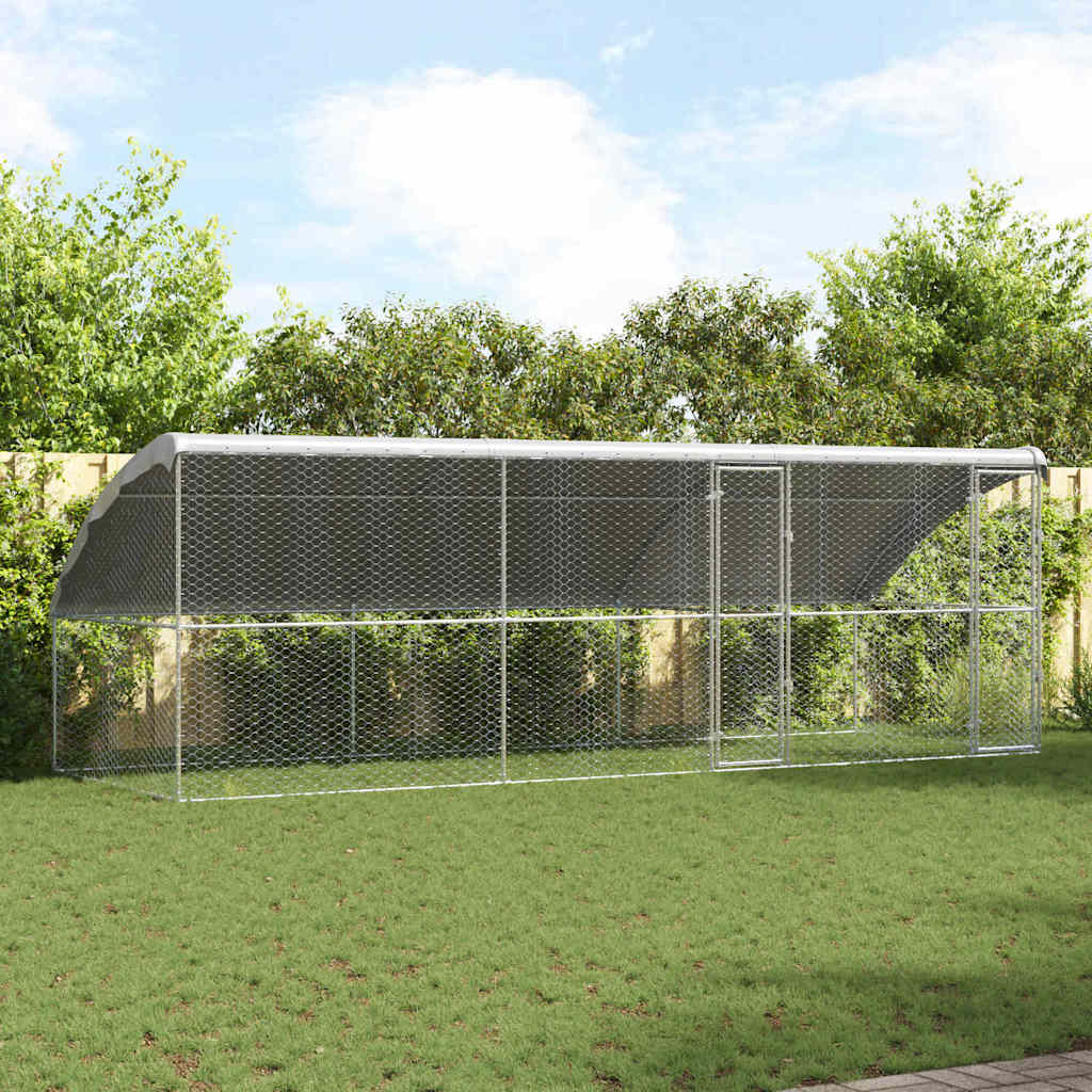 Kennel Pour Chiens 2 Pc Argenté 4 X 2 X 2 M Acier Galvanisé