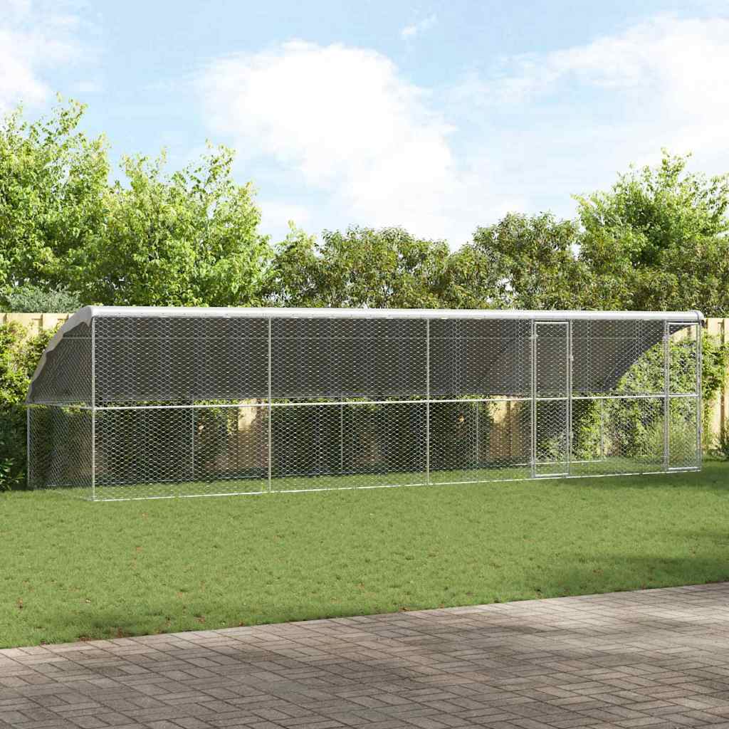 Kennel Pour Chiens 2 Pc Argenté 4 X 2 X 2 M Acier Galvanisé
