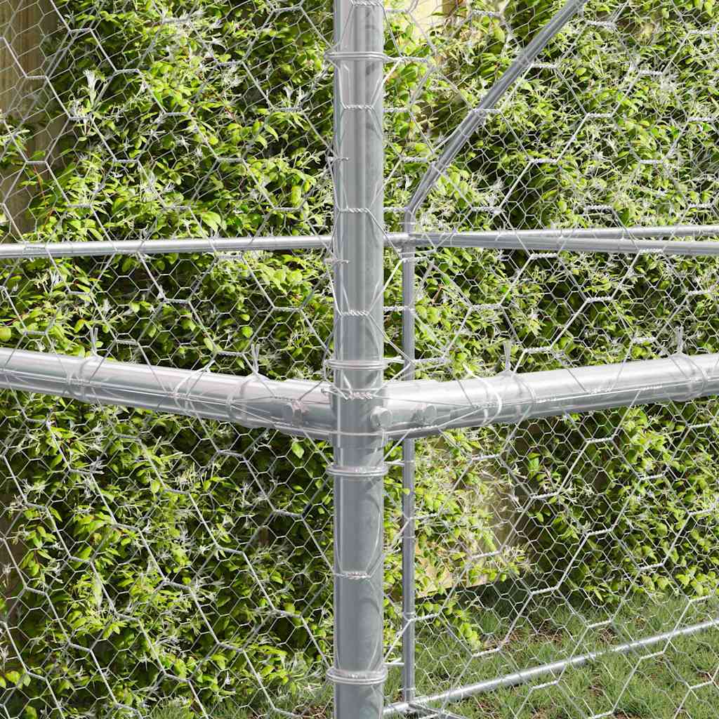 Kennel Pour Chiens 2 Pc Argenté 4 X 2 X 2 M Acier Galvanisé