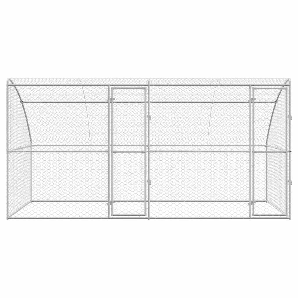 Kennel Pour Chiens 2 Pc Argenté 4 X 2 X 2 M Acier Galvanisé