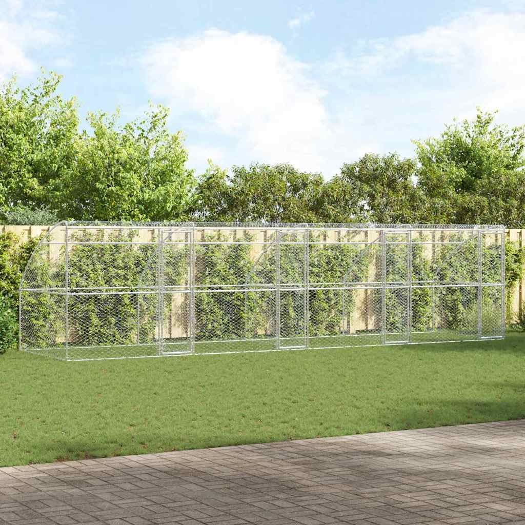 Kennel Pour Chiens 2 Pc Argenté 4 X 2 X 2 M Acier Galvanisé