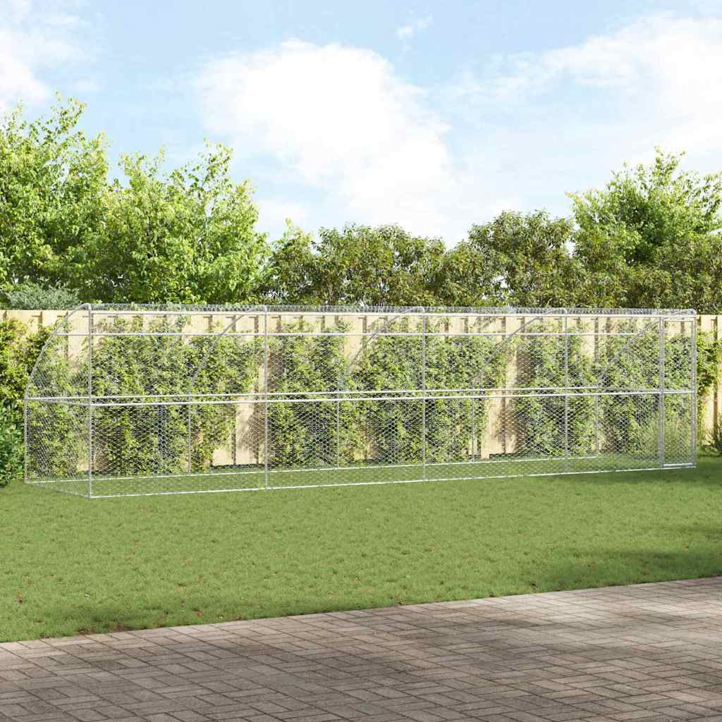 Kennel Pour Chiens 2 Pc Argenté 4 X 2 X 2 M Acier Galvanisé
