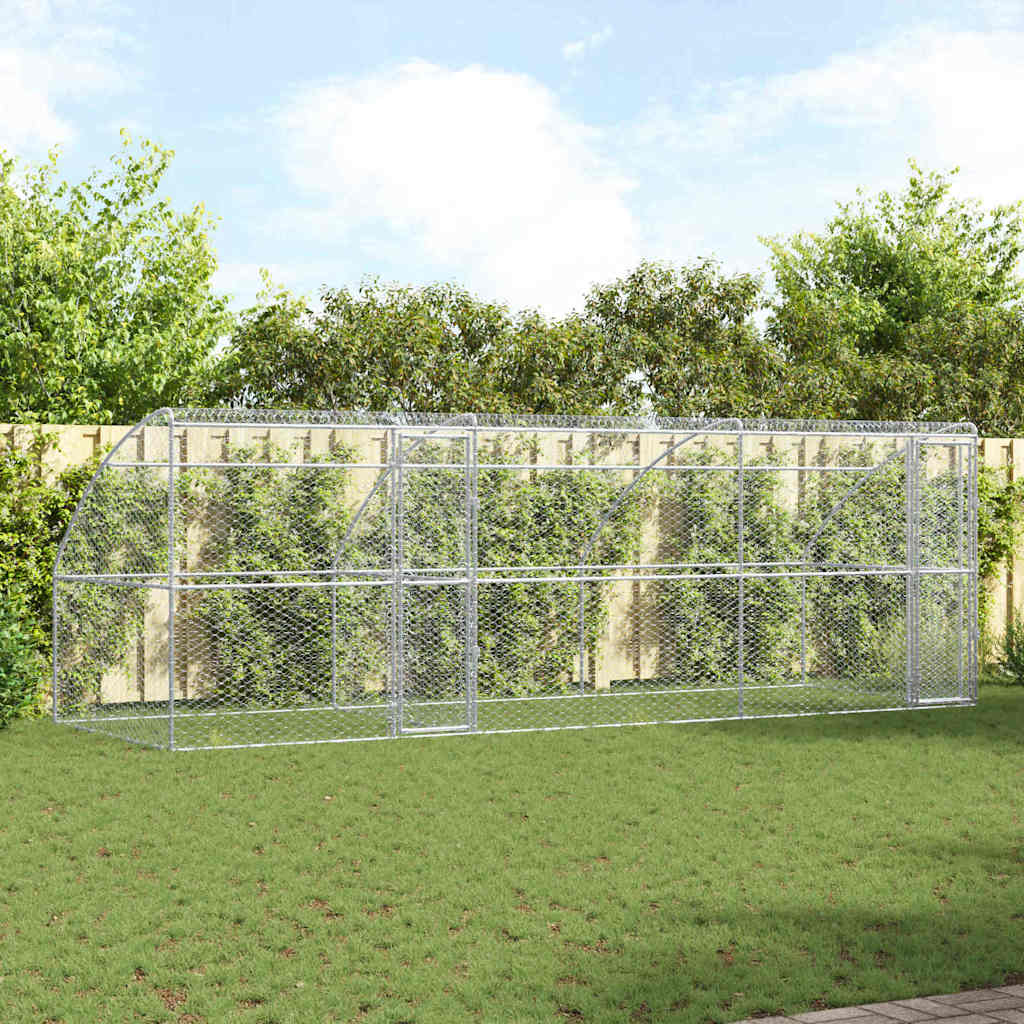 Kennel Pour Chiens 2 Pc Argenté 4 X 2 X 2 M Acier Galvanisé
