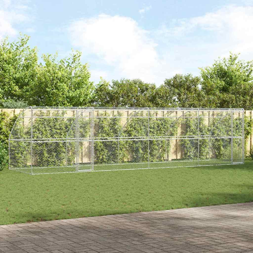Kennel Pour Chiens 2 Pc Argenté 4 X 2 X 2 M Acier Galvanisé