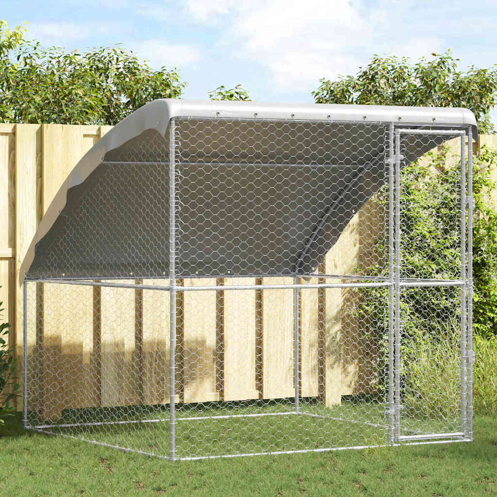 Kennel Pour Chiens 2 Pc Argenté 4 X 2 X 2 M Acier Galvanisé
