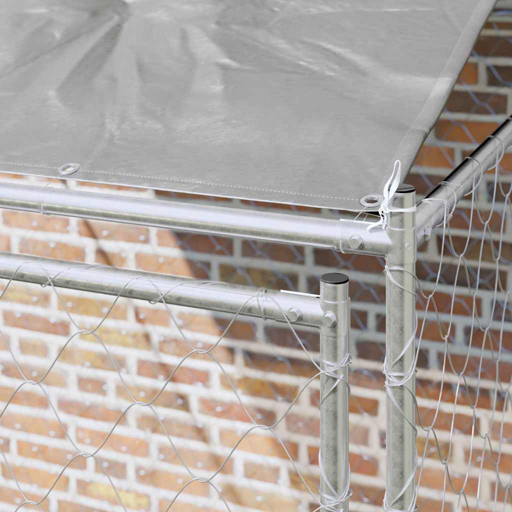 Cage Pour Chien Avec Toit Argenté 200 X 200 X 258 Cm