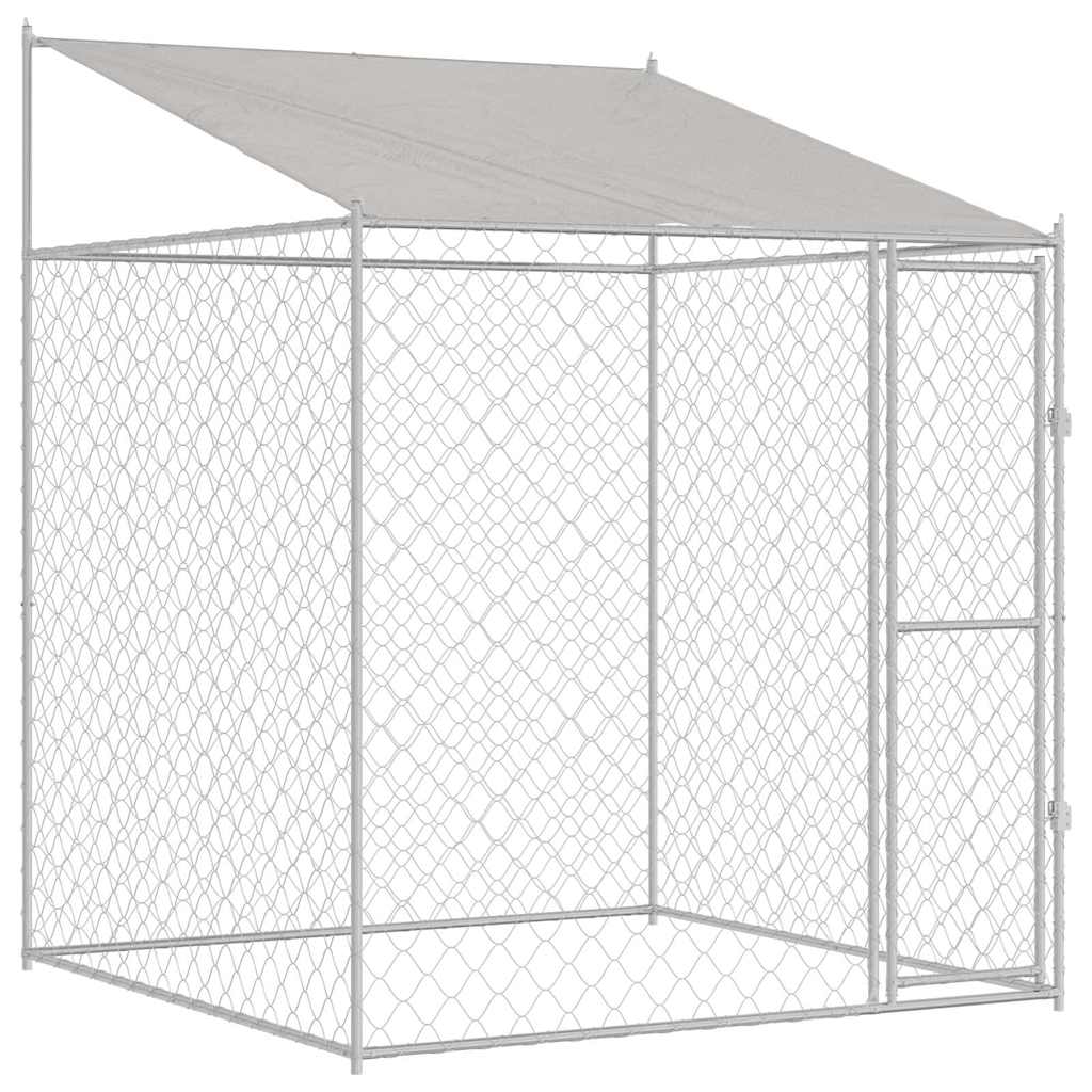 Cage Pour Chien Avec Toit Argenté 200 X 200 X 258 Cm