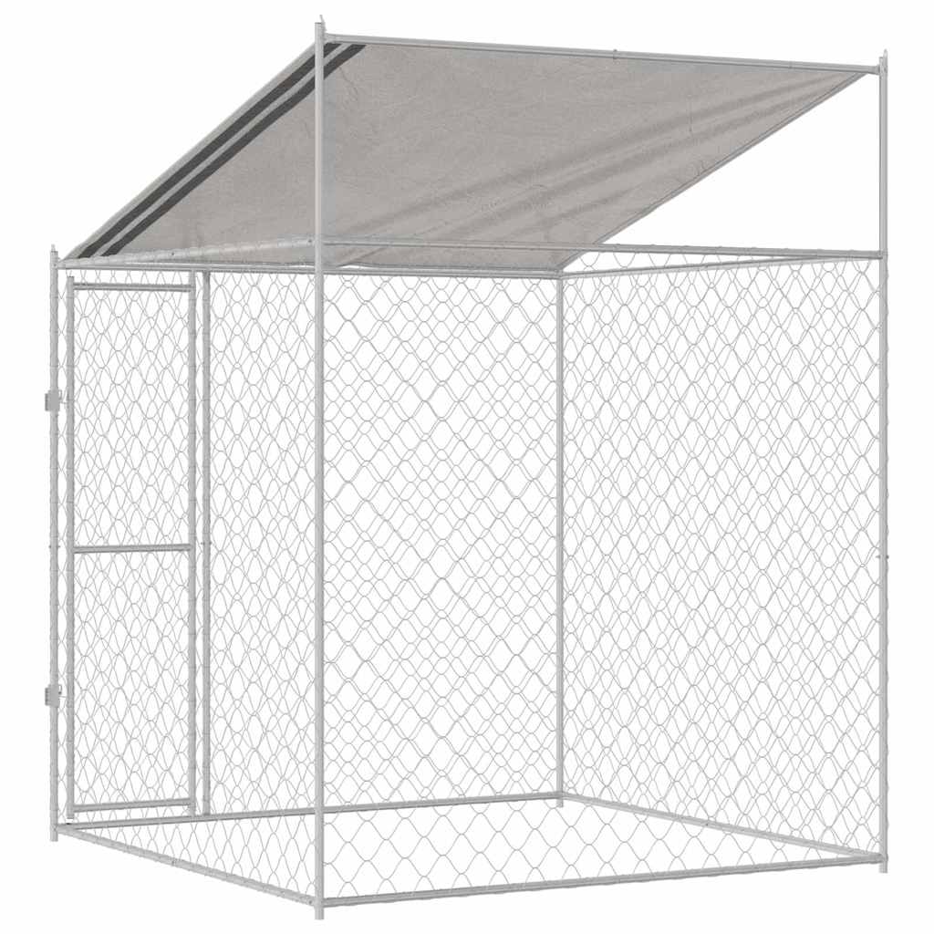 Cage Pour Chien Avec Toit Argenté 200 X 200 X 258 Cm