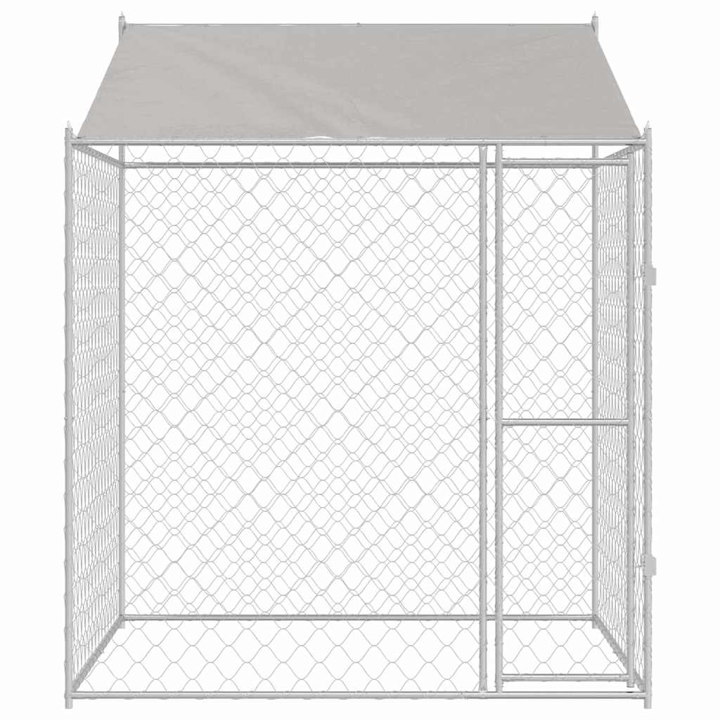 Cage Pour Chien Avec Toit Argenté 200 X 200 X 258 Cm